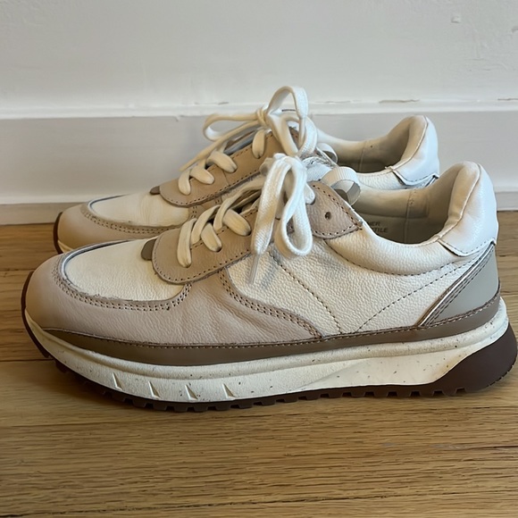 Madewell 7.5 Kickoff Trainer Sneakers Neutral Colorblock Leather - Picture 2 of 6